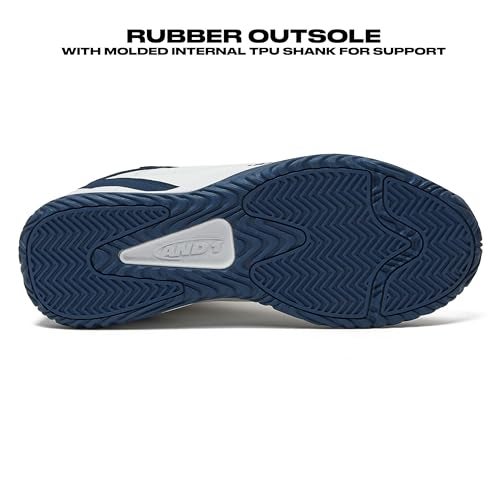 AND1 Pulse 3.0 Basketball Shoes for Men, Indoor or Outdoor, Street or Court Basketball Sneakers Men - Black, Red, or White - White/Dark Blue, 10.5 Medium - Image 5