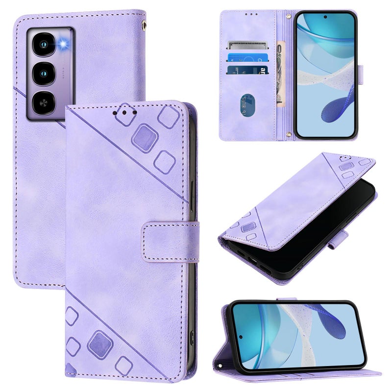 erorex For itel City 100  Feel Embossed Leather Phone Case(Light Purple) - Image 1