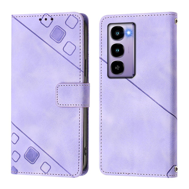 erorex For itel City 100  Feel Embossed Leather Phone Case(Light Purple) - Image 3