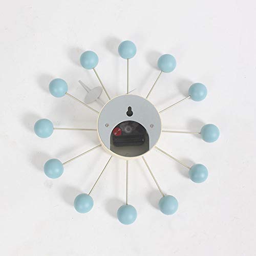SHISEDECO Mid Century Retro Design Painted Solid Wood Non Ticking Decorative Modern Silent Wall Clocks for Home, Kitchen, Living Room, Office etc. (Ball Clock in Blue) - Image 3