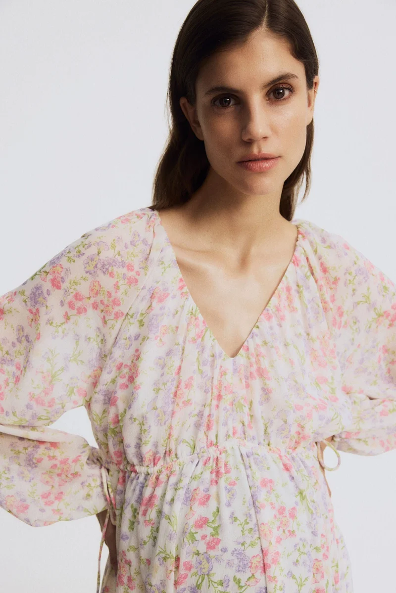 H&M MAMA Balloon-sleeved maxi dress