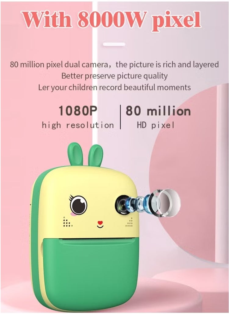 Instant Camera for Kids, Mini Thermal Printing Camera, No Ink Required, 1080P Dual Kid Camera,1080P HD Video, 32G TF Card, 2.4 Inch IPS LCD Screen, Built-in 1800mAh Battery, Birthday Festival Gift for Kids  - Image 5