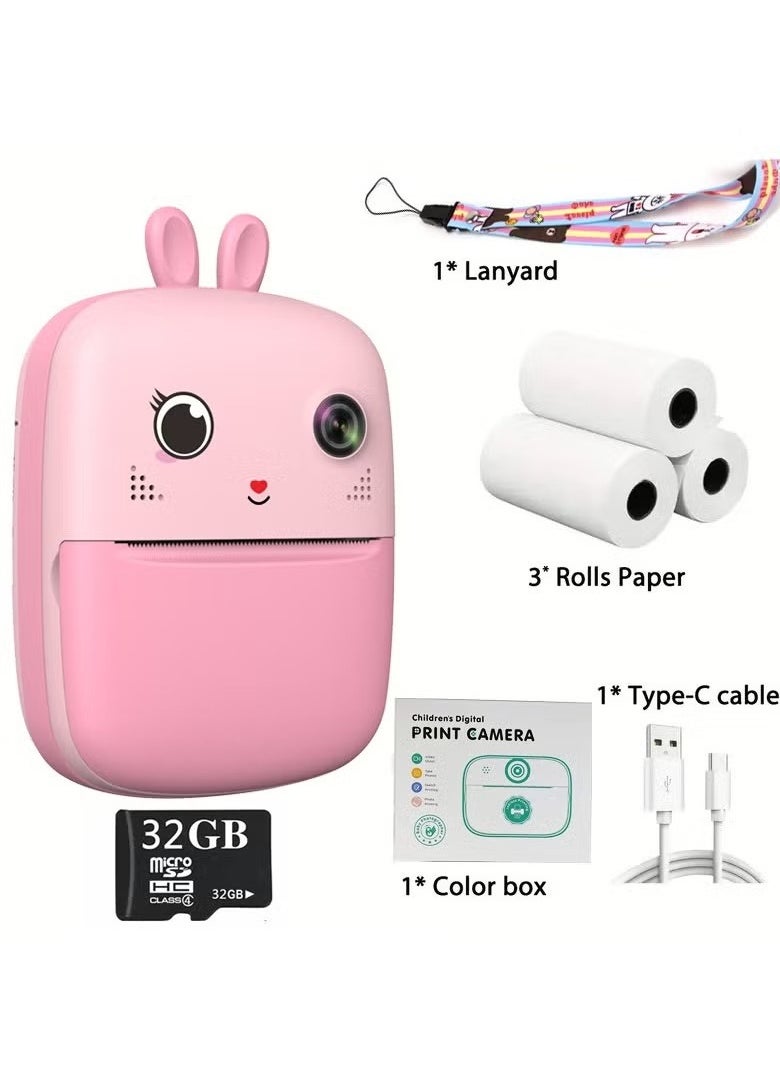 Instant Camera for Kids, Mini Thermal Printing Camera, No Ink Required, 1080P Dual Kid Camera,1080P HD Video, 32G TF Card, 2.4 Inch IPS LCD Screen, Built-in 1800mAh Battery, Birthday Festival Gift for Kids  - Image 1