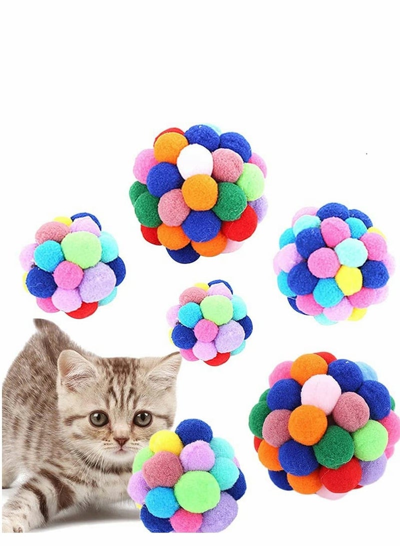 Excefore Cat Toy Balls with Bell, Random Color Soft Fuzzy Balls Built in Bell for Cats, Interactive Playing Chewing Toys for Indoor Cats and Kittens - Image 2