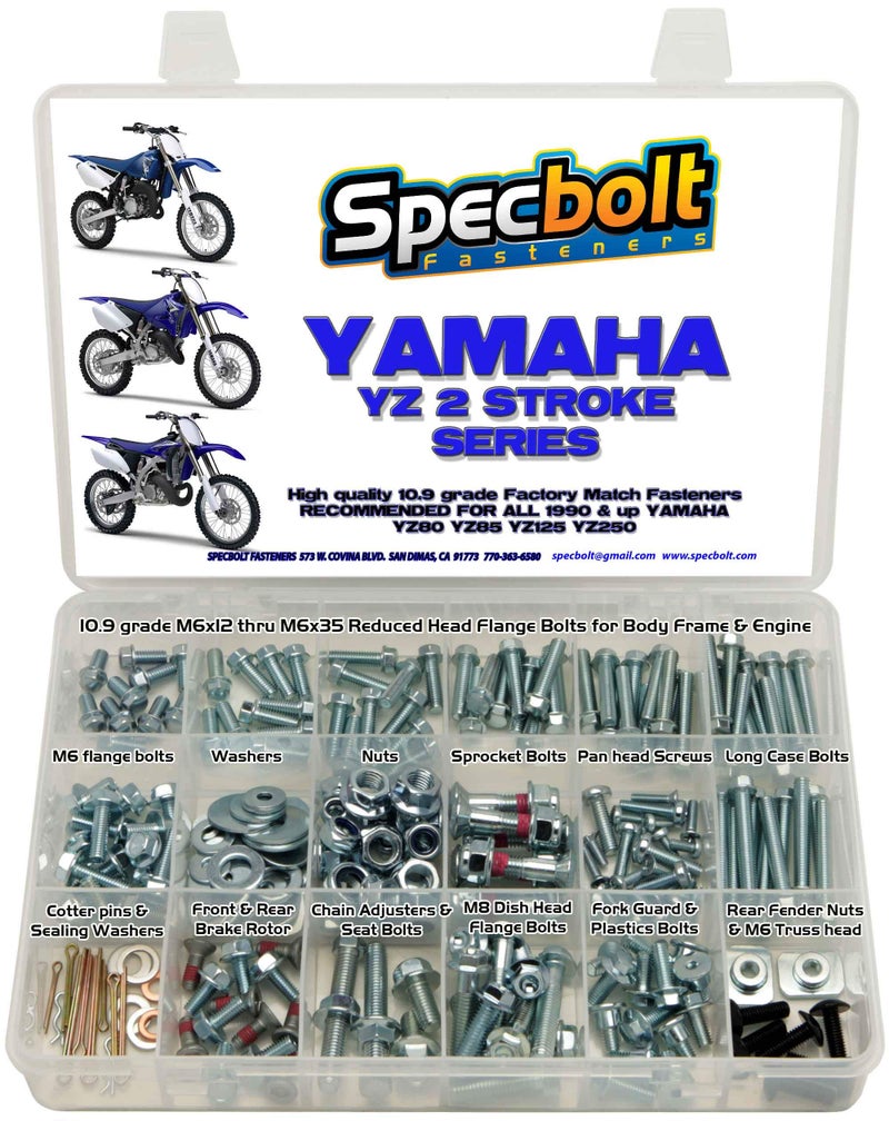 Specbolt Fasteners 250pc Specbolt Bolt Kit for Yamaha YZ 80 85 125 250. for Maintenance Upkeep and Partial Restoration. OEM Spec Fasteners YZ80 YZ85 YZ125 YZ250 - Image 1
