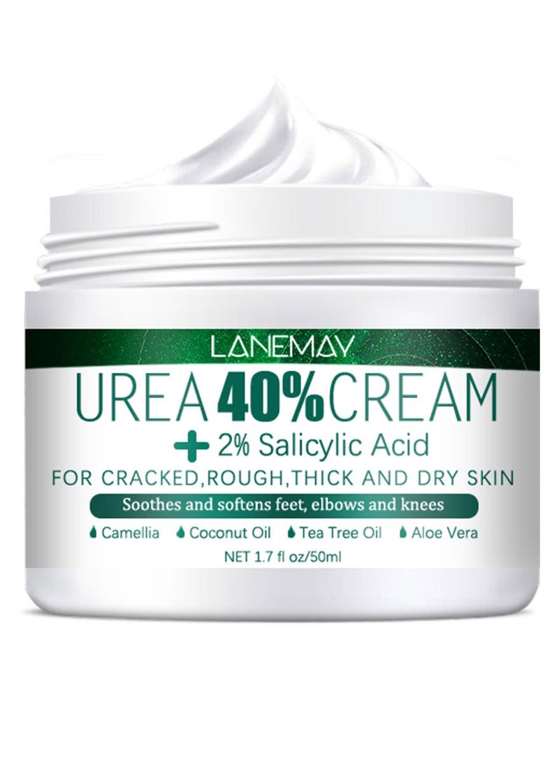 LANEMAY Urea Cream 40 Percent for Feet Maximum Strength with 2% Salicylic Acid, Callus Remover, Dead Skin Exfoliation, Hand and Foot Cream for Dry Cracked Hands,Elbows, Feet, Heels, Knees - Image 1