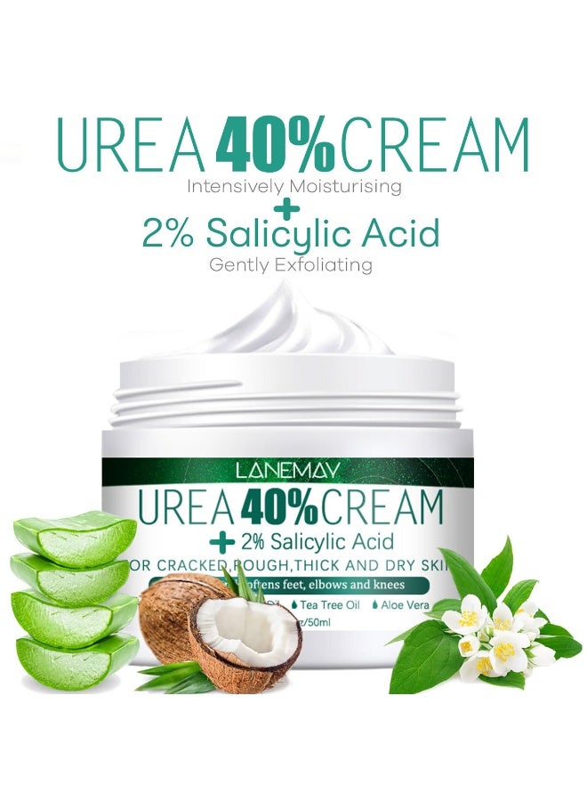LANEMAY Urea Cream 40 Percent for Feet Maximum Strength with 2% Salicylic Acid, Callus Remover, Dead Skin Exfoliation, Hand and Foot Cream for Dry Cracked Hands,Elbows, Feet, Heels, Knees - Image 4