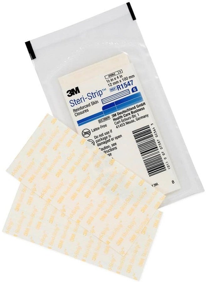 3M 3M Steri-Strip Reinforced Skin Closures - 1/2" x 4" - 20 Pack of 6 Strip Envelope (60 Strips)  - Image 1