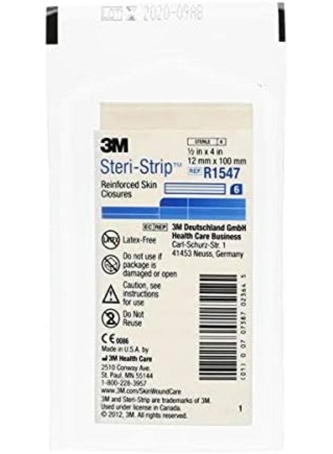 3M 3M Steri-Strip Reinforced Skin Closures - 1/2" x 4" - 20 Pack of 6 Strip Envelope (60 Strips)  - Image 2
