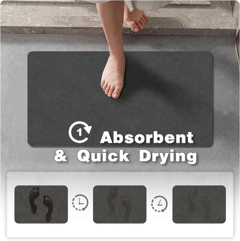 TYUU Bath Mat, Bathroom Rugs Non Slip Washable Thin Absorbent Quick Dry Bath Mat Fits Under Door Bathroom Floor Mat Perfect for Bath, Shower, or Sink 16"x24" Dark Grey - Image 3
