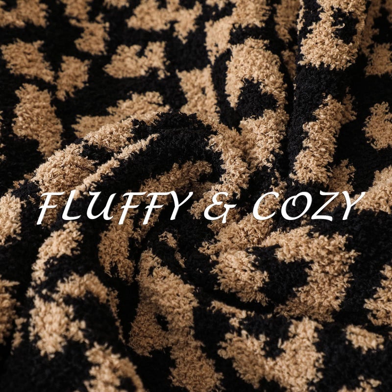 bearberry Fuzzy Leopard Knitted Throw Blanket Soft Cozy Warm Microfiber Blanket for Couch Sofa Bed Travel (Leopard  50""x60"") - Image 2