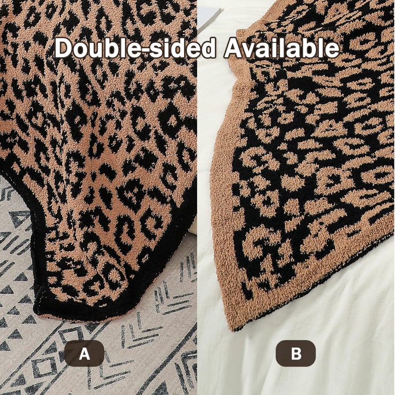 bearberry Fuzzy Leopard Knitted Throw Blanket Soft Cozy Warm Microfiber Blanket for Couch Sofa Bed Travel (Leopard  50""x60"") - Image 3