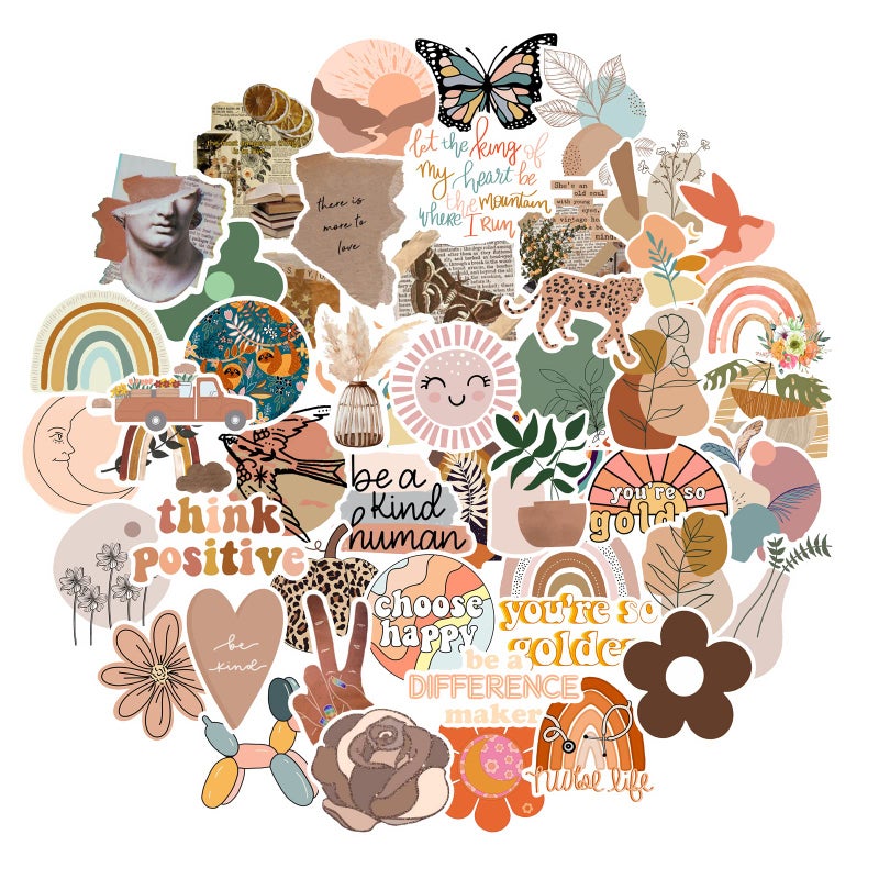 CAKOLINK Vintage Aesthetic Stickers 50 Pcs, Vinyl Waterproof Stickers for Water Bottles Laptop Phone Computer Guitar (1) - Image 1