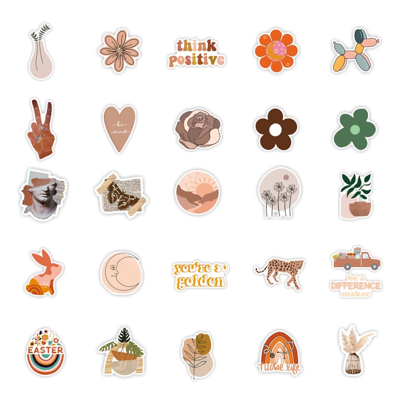CAKOLINK Vintage Aesthetic Stickers 50 Pcs, Vinyl Waterproof Stickers for Water Bottles Laptop Phone Computer Guitar (1) - Image 3