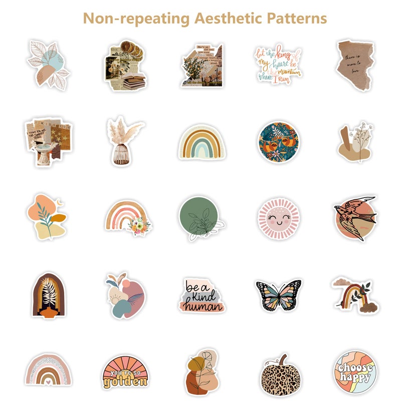 CAKOLINK Vintage Aesthetic Stickers 50 Pcs, Vinyl Waterproof Stickers for Water Bottles Laptop Phone Computer Guitar (1) - Image 2