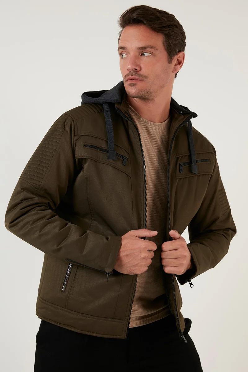 Buratti Slim Fit Plush Lined Removable Hooded Coat Men's COAT 5855031