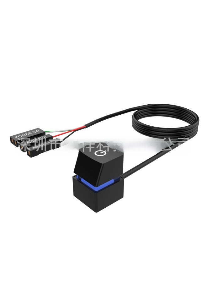 Generic - Desktop Computer Switch Extension Cable Internet Cafe Computer Startup Compact Button-Color:Black Shell Green 4 M Line - Image 1