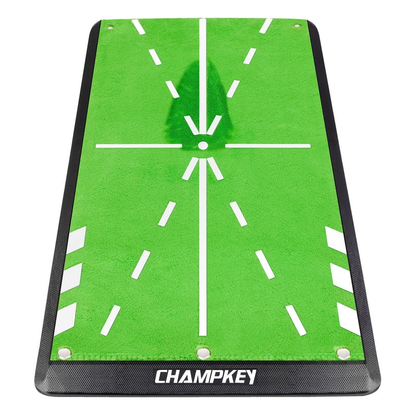 CHAMPKEY 8" x 17" Premium Impact Golf Mat Upgraded Version | Path Feedback Golf Practice Mat | Advanced Guides and Rubber Backing Golf Hitting Mat - Image 1