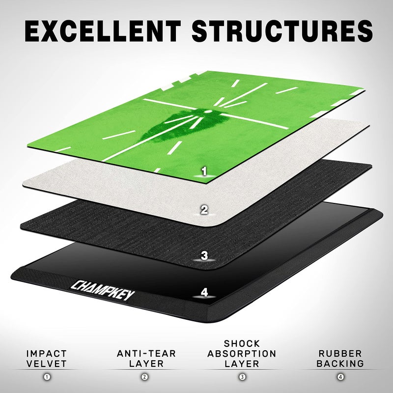 CHAMPKEY 8" x 17" Premium Impact Golf Mat Upgraded Version | Path Feedback Golf Practice Mat | Advanced Guides and Rubber Backing Golf Hitting Mat - Image 5