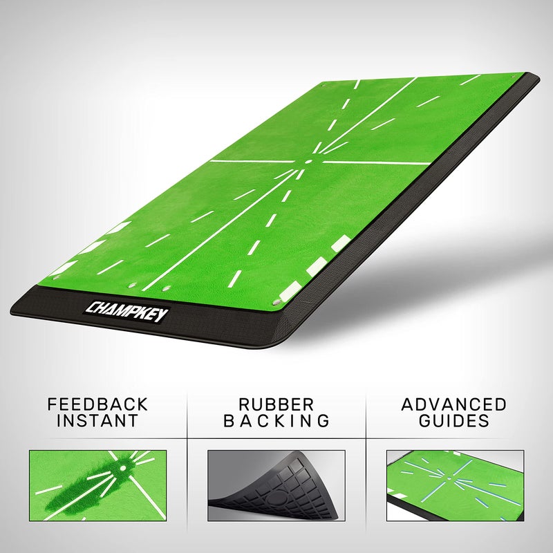 CHAMPKEY 8" x 17" Premium Impact Golf Mat Upgraded Version | Path Feedback Golf Practice Mat | Advanced Guides and Rubber Backing Golf Hitting Mat - Image 2
