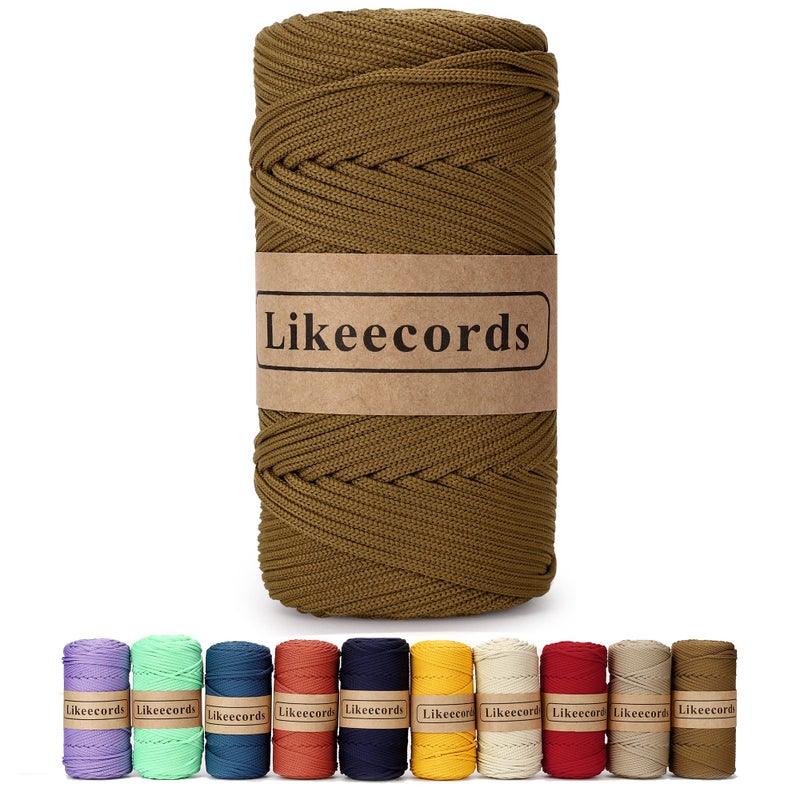 Likeecords 4mm Polyester Braided Macrame Cord Rope 140Yards 426Feet Macrame Supplies for DIY Crafts Elastic Yarn for Crocheting Wall Hangings Plant Hangers Holders and Home Decorations