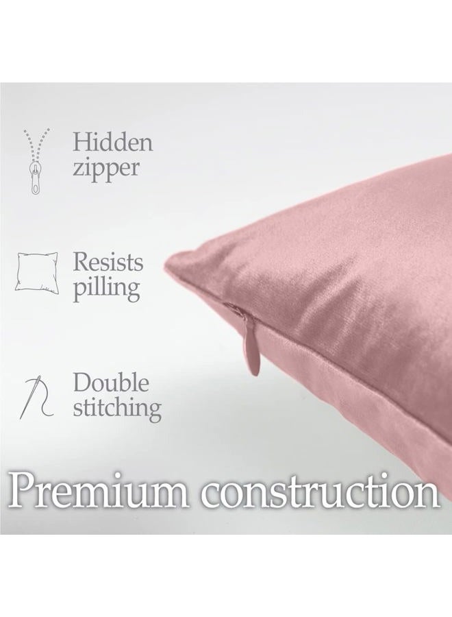 lalaLOOM Velvet Throw Pillow Covers, Set of 2, 18x18 Decorative Square Pillows Home Decor, Soft Accent Cases, Silky Machine Washable Pillowcases for Sofa, Couch, Bedroom, Living Room, Dusty Rose - Image 4