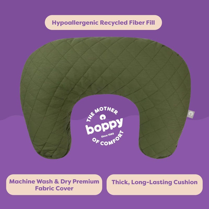 Boppy Nursing Pillow - Ergonomic Bottle & Breastfeeding Pillow with High, Firm, Large Area, Water-Repellent Cushion with Washable Cover; Baby Safety Alliance Verified - Quilted Moss - Image 5
