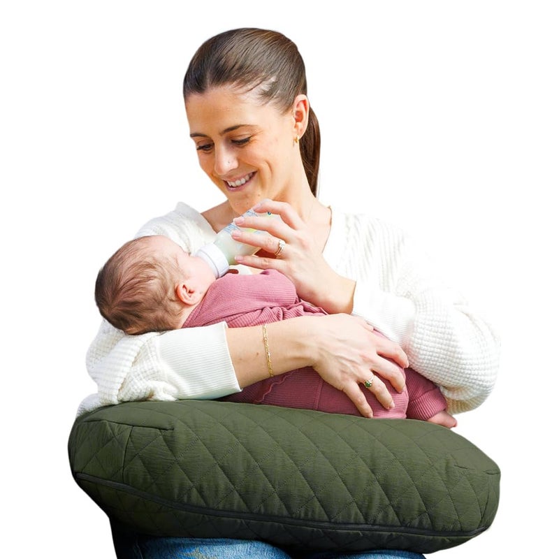 Boppy Nursing Pillow - Ergonomic Bottle & Breastfeeding Pillow with High, Firm, Large Area, Water-Repellent Cushion with Washable Cover; Baby Safety Alliance Verified - Quilted Moss - Image 1