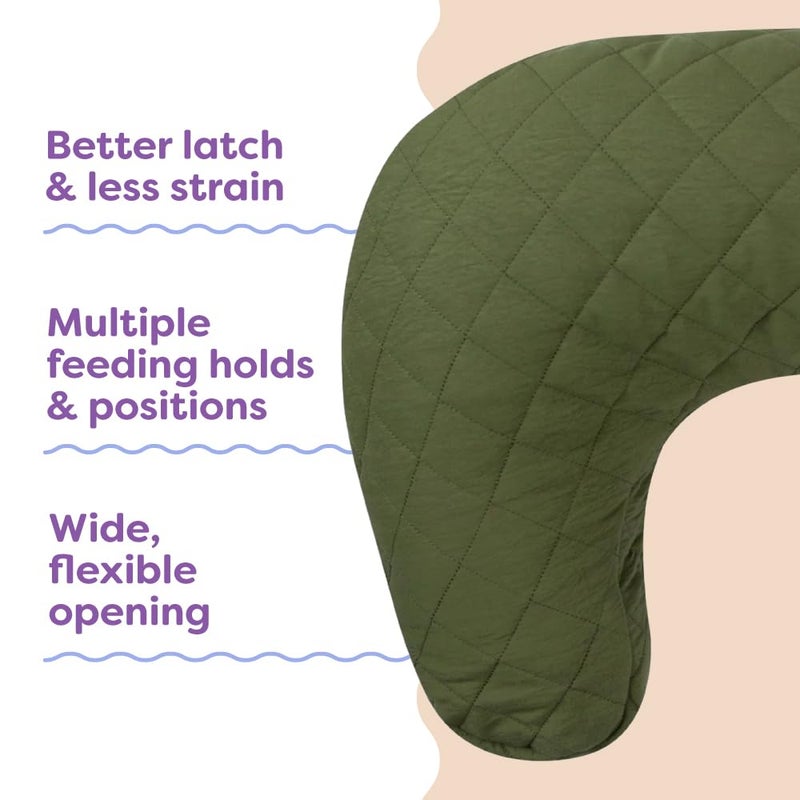 Boppy Nursing Pillow - Ergonomic Bottle & Breastfeeding Pillow with High, Firm, Large Area, Water-Repellent Cushion with Washable Cover; Baby Safety Alliance Verified - Quilted Moss - Image 4