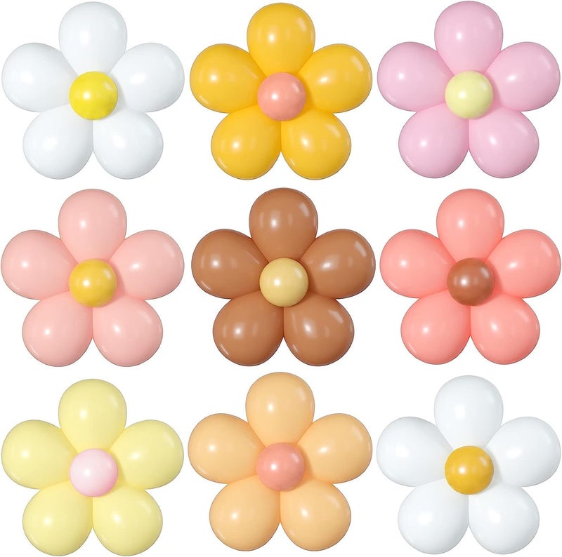 TOYXE Rubber Daisy Flower Balloons DIY Kit Party Decorations For Birthday Baby Shower Wedding Anniversary Set Of 104 Pcs, Multi - Image 1