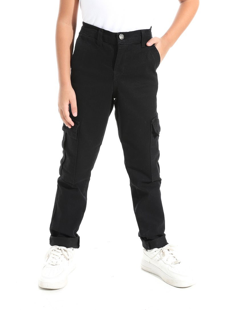 Andora Black Baggie with Sided Pockets Pants_Black - Image 1