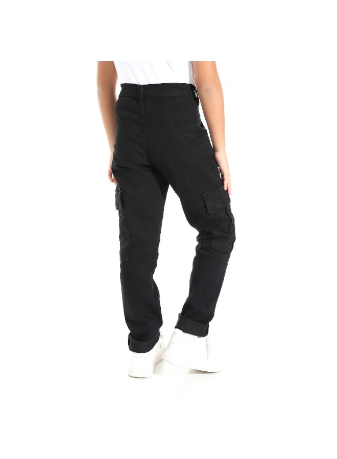 Andora Black Baggie with Sided Pockets Pants_Black - Image 3