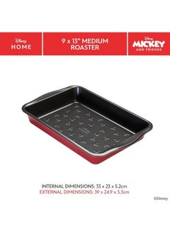 Prestige Prestige New Disney Bake with Mickey Mouse Roasting Tin Non Stick - Deep Large Baking Tray 9x13 Inch, Carbon Steel Bakeware, Red & Black  - Image 3