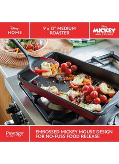 Prestige Prestige New Disney Bake with Mickey Mouse Roasting Tin Non Stick - Deep Large Baking Tray 9x13 Inch, Carbon Steel Bakeware, Red & Black  - Image 4