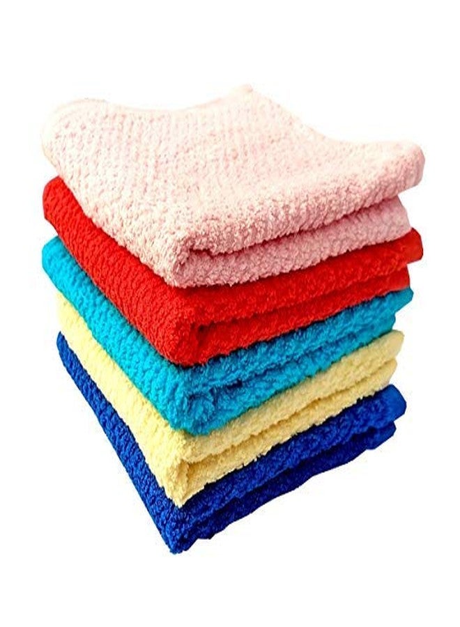 Space Fly Fresh Loom 400 GSM, Big Size 100% Cotton Face Hanky, Face Towel, Handkerchiefs (Multi Color_5 Pieces_12X12 inch) - Image 1