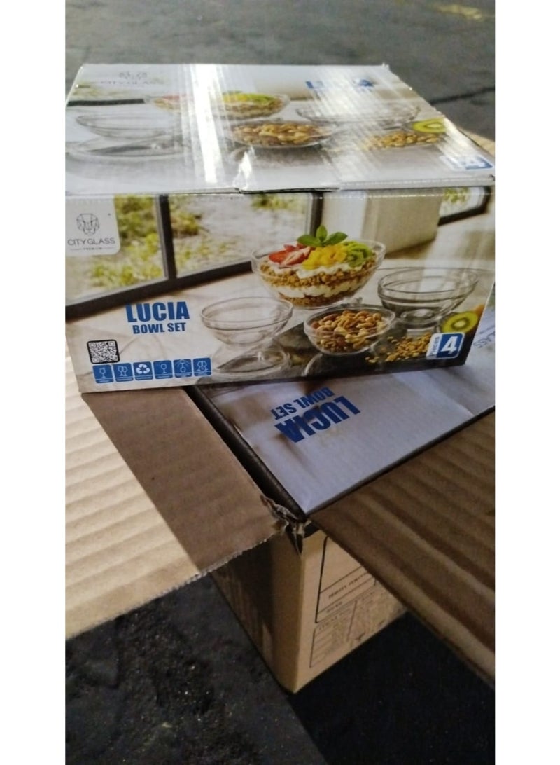 City Glass Lucia Bowls Set of 4 Bowls in 4 Different Sizes - Elegant Touch Glass Design - Salad Bowls for Salad, Dessert, Ice Cream, Fruit, Cereal, Dessert, Yogurt, Soup - Machine Washable - Image 2