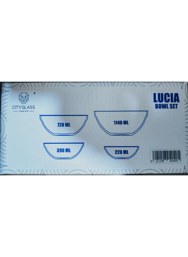 City Glass Lucia Bowls Set of 4 Bowls in 4 Different Sizes - Elegant Touch Glass Design - Salad Bowls for Salad, Dessert, Ice Cream, Fruit, Cereal, Dessert, Yogurt, Soup - Machine Washable - Image 3