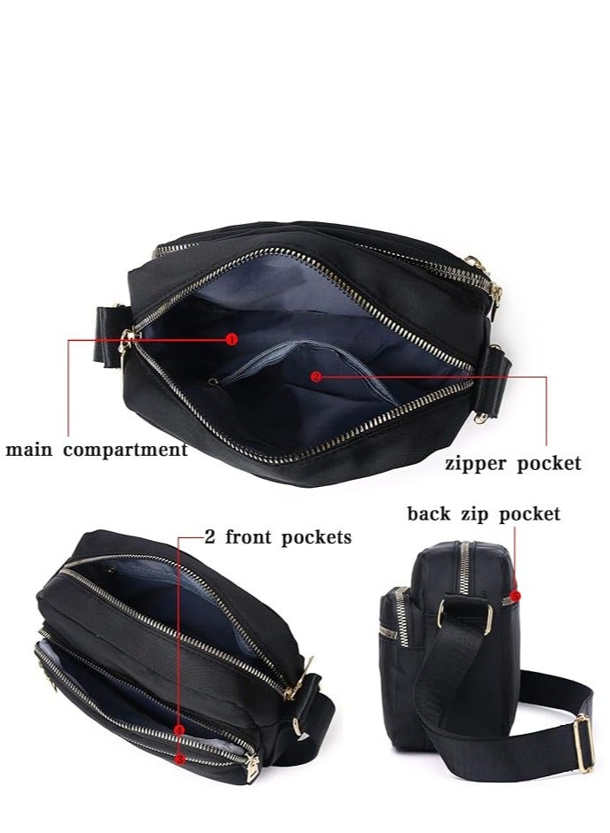 Excefore Women Nylon Crossbody Bag Waterproof Multi Pockets Shoulder Handbags Small Lightweight Travel Purse Adjustable Strap  - Image 5