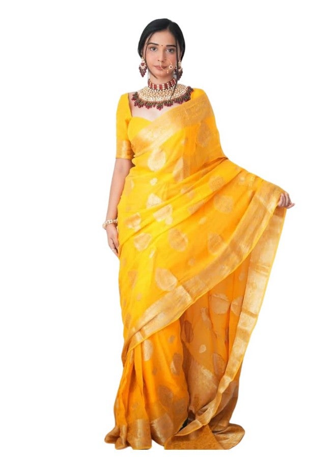 shiv textiles Shiv Textiles Ready to Wear Sarees for Women - Elegant Saree Gown | Premium Ready to Wear Saree for Women | Formal & Stylish Attire for Special Occasions.(ST-R-KP-5041-Yellow) - Image 1