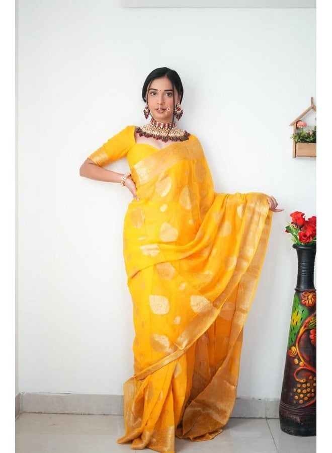 shiv textiles Shiv Textiles Ready to Wear Sarees for Women - Elegant Saree Gown | Premium Ready to Wear Saree for Women | Formal & Stylish Attire for Special Occasions.(ST-R-KP-5041-Yellow) - Image 2