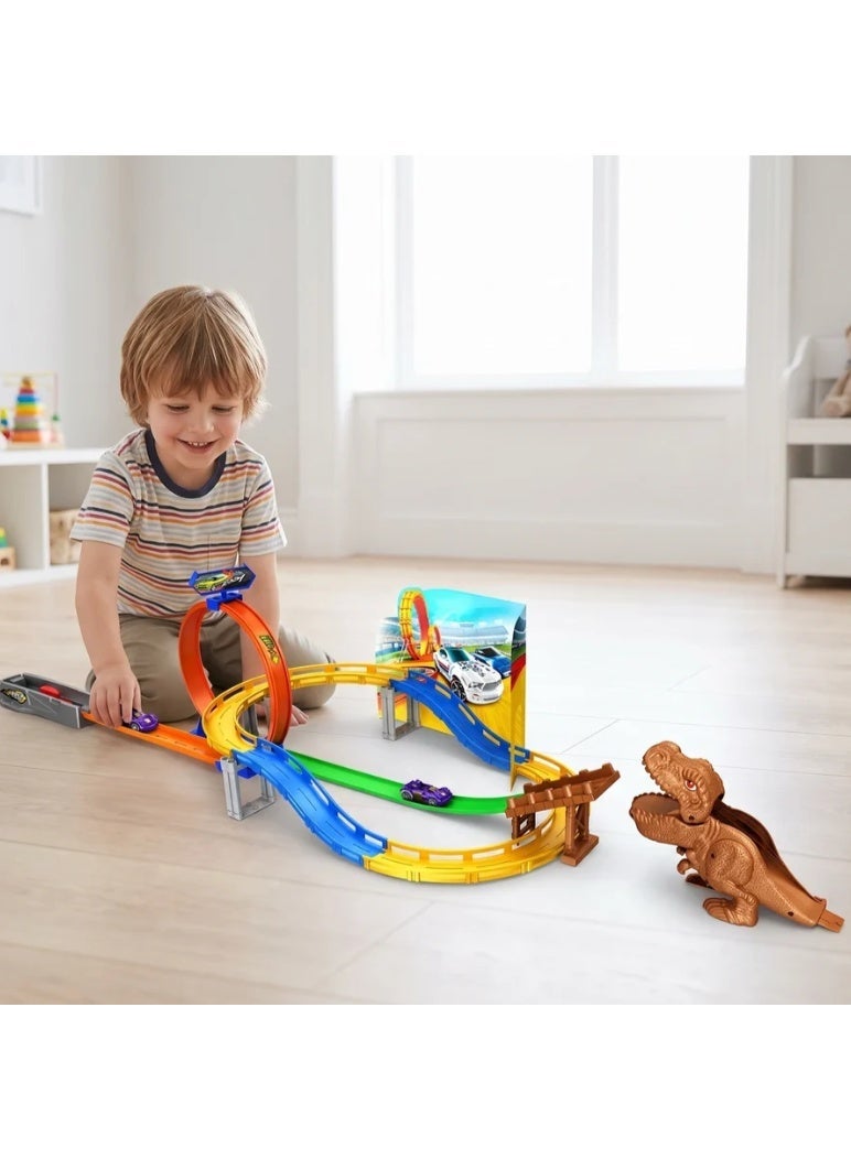 SBAQ Kids Racing Track Set with Dinosaurs and Loop Track - Image 5