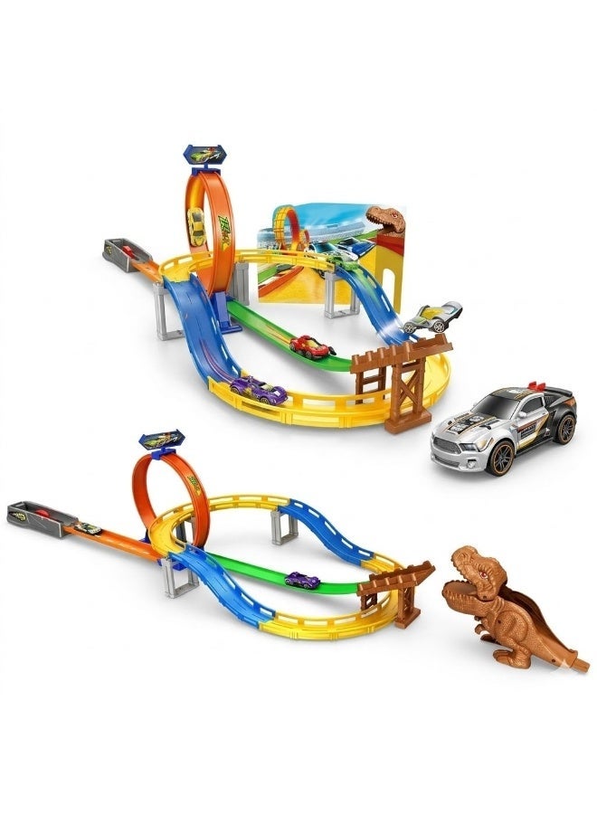 SBAQ Kids Racing Track Set with Dinosaurs and Loop Track - Image 4