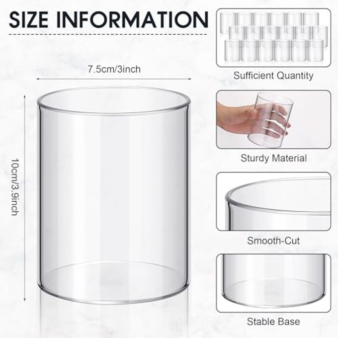 Vesici 20 Pcs Plastic Cylinder Vase Acrylic Cylinder Vase Bulk Small Clear Flower Container Hurricane Candle Holder Round Wide Container Centerpiece for Home Office Wedding Decorations (4 Inch) - Image 5