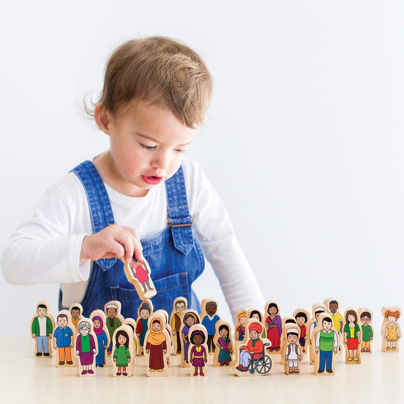 The Freckled Frog - FF420 My Family - Set of 30 - Ages 1+ - Inclusive Wooden Blocks for Toddlers - Includes Grandparents  Moms  Dads and Children Around the World - Double-Sided - Image 2