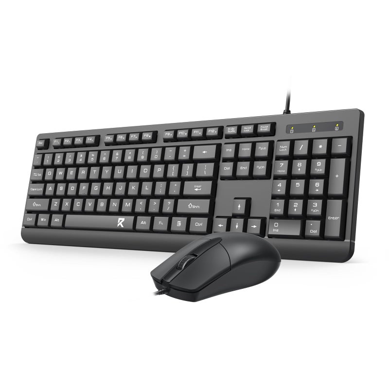 Redragon Wired Keyboard and Mouse Combo, Full-Size Spill Resistant Computer Keyboard and Optical USB Wired Mouse, Plug and Play for Windows PC, Mac OS Desktop/Laptop - Black - Image 1