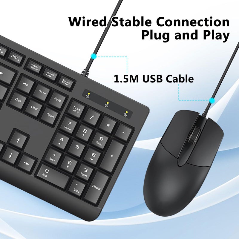 Redragon Wired Keyboard and Mouse Combo, Full-Size Spill Resistant Computer Keyboard and Optical USB Wired Mouse, Plug and Play for Windows PC, Mac OS Desktop/Laptop - Black - Image 3