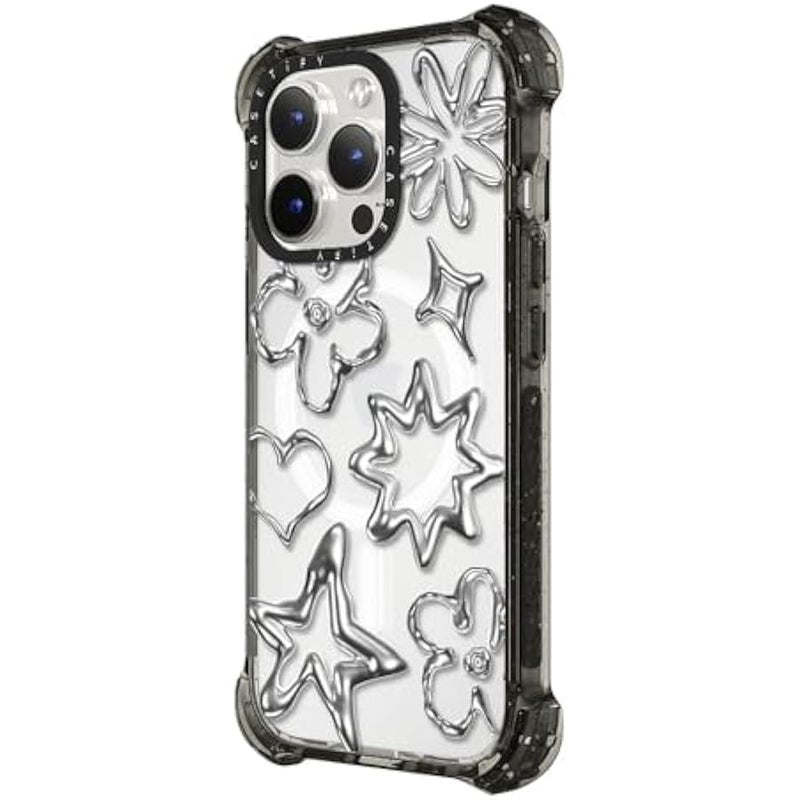 Casetify Bounce iPhone 15 Pro Case 【6X Military Grade Drop Tested / 6.5m Drop Protection/Compatible with Magsafe】 - Chrome Doodles - Clear Black - Image 5