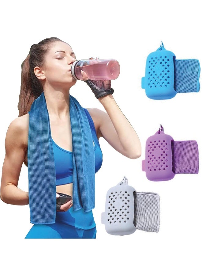 Cooling Towels for Neck and Face with Carry Case 3 Packs, Workout Towel for Athletes, Soft & Breathable Ice Cooling Towel, Microfiber Chilly Towel for Camping, Fitness, Sport, Gym - Image 1