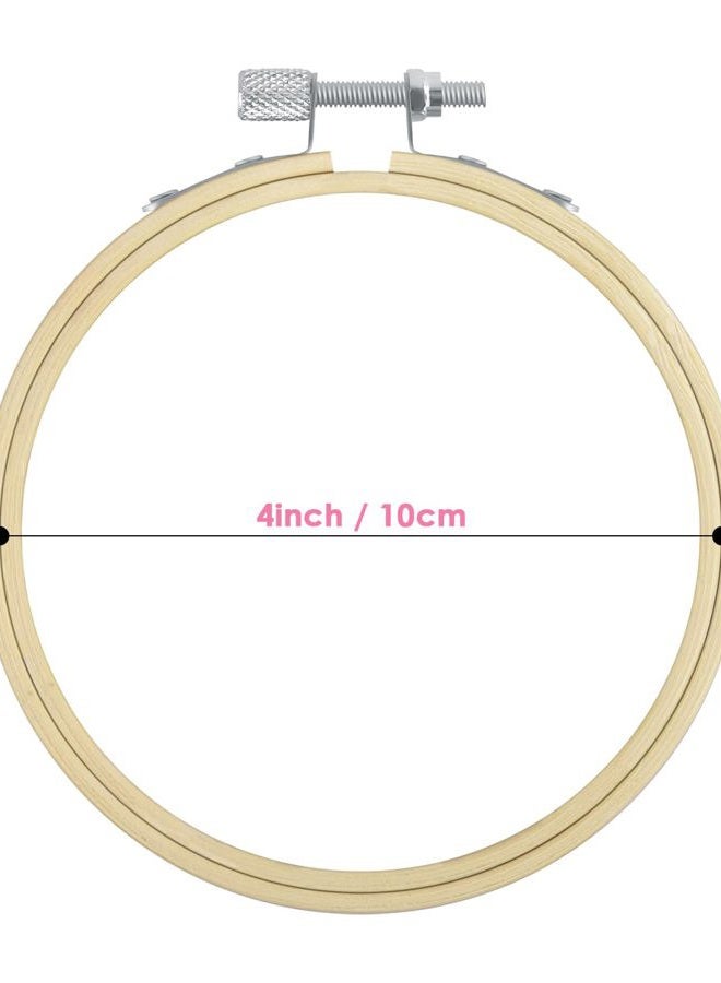 TINDTOP 8 Pieces 4 Inch Embroidery Hoops, Bamboo Frame Circle Cross Stitch Hoop Ring Embroidery Hoops Set for Embroidery and Cross Stitch - Image 3
