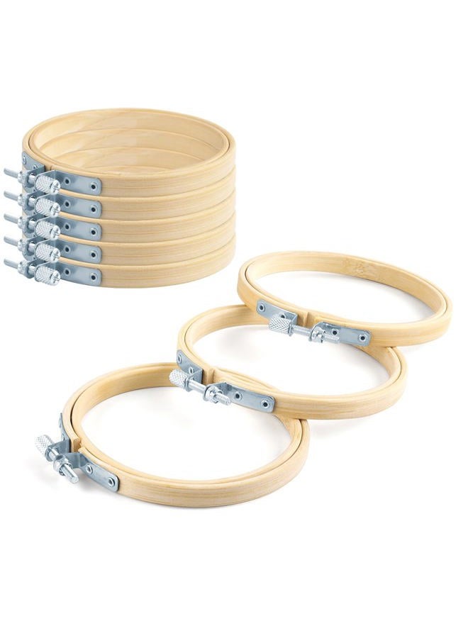 TINDTOP 8 Pieces 4 Inch Embroidery Hoops, Bamboo Frame Circle Cross Stitch Hoop Ring Embroidery Hoops Set for Embroidery and Cross Stitch - Image 1